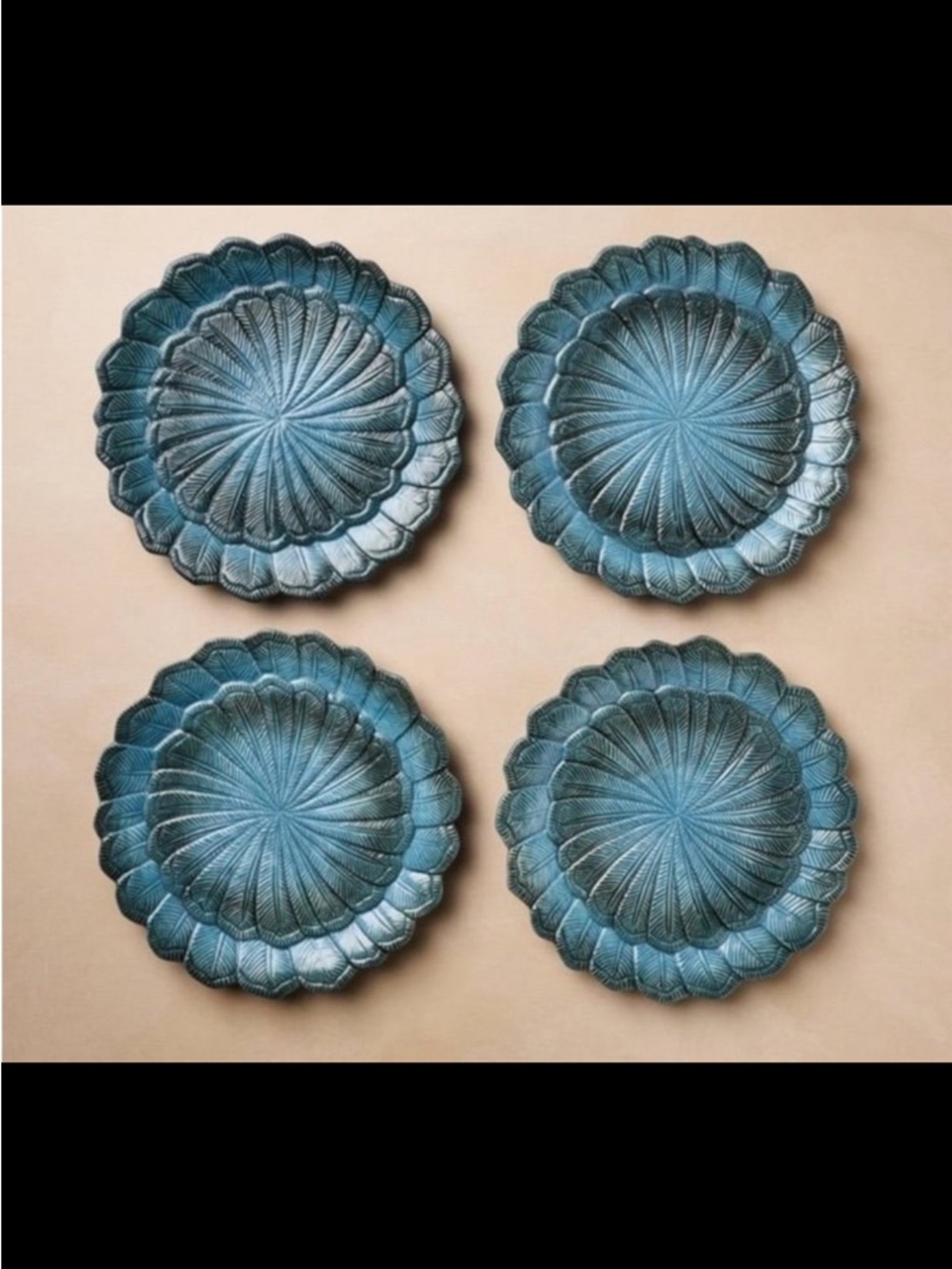 4pc 9" Stoneware Feather Salad Plates - John Derian for Targe
